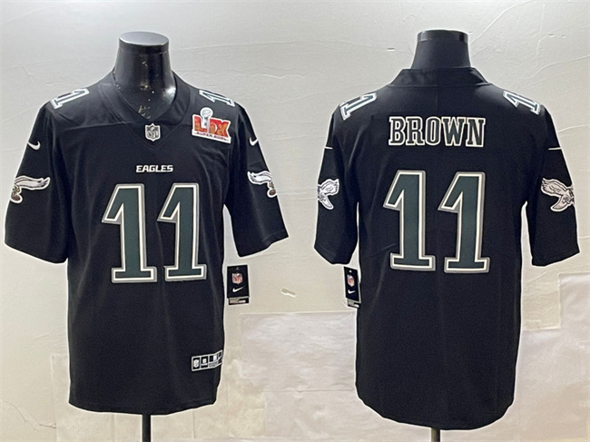 Men's Black Philadelphia Eagles Custom 2025 Super Bowl LIX Patch Fashion New Vapor Untouchable Limited Stitched Football Jersey